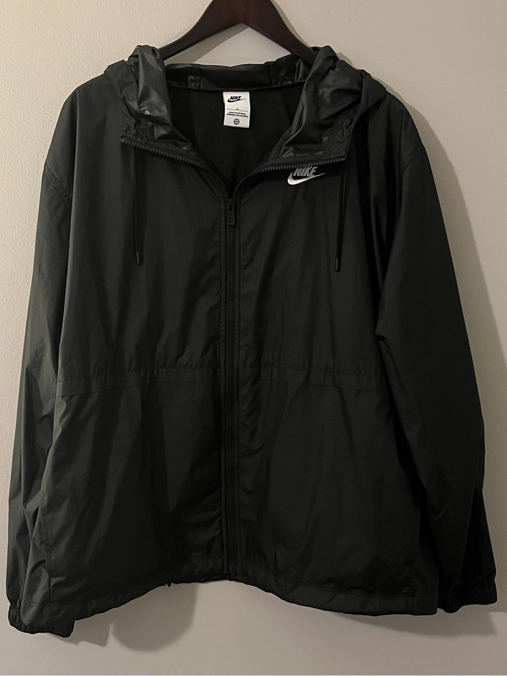 Plus Size Nike Black Classic Woven Windbreaker Jacket with Hood